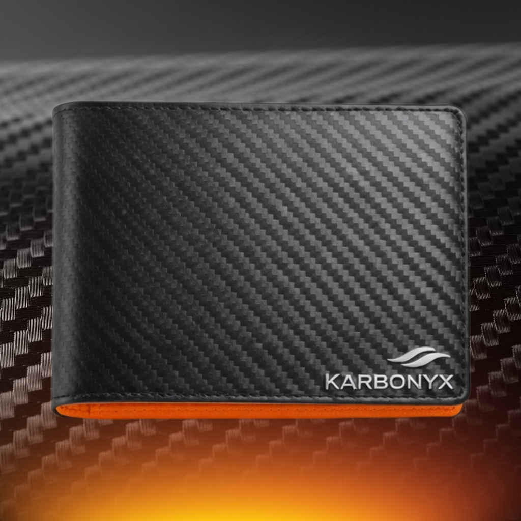 KARBONYX Luxury Carbon Slim Wallet - Orange - RFID