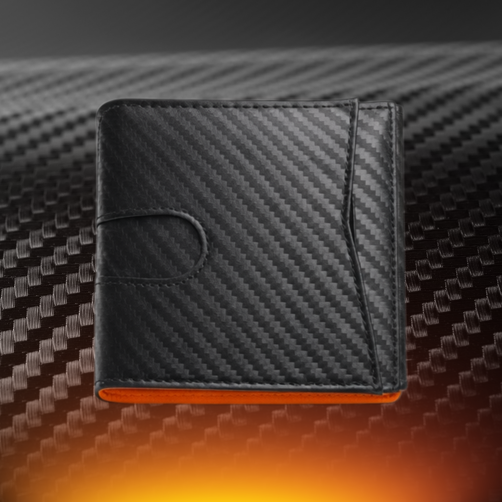 KARBONYX Luxury Carbon Slim Wallet - Orange - RFID