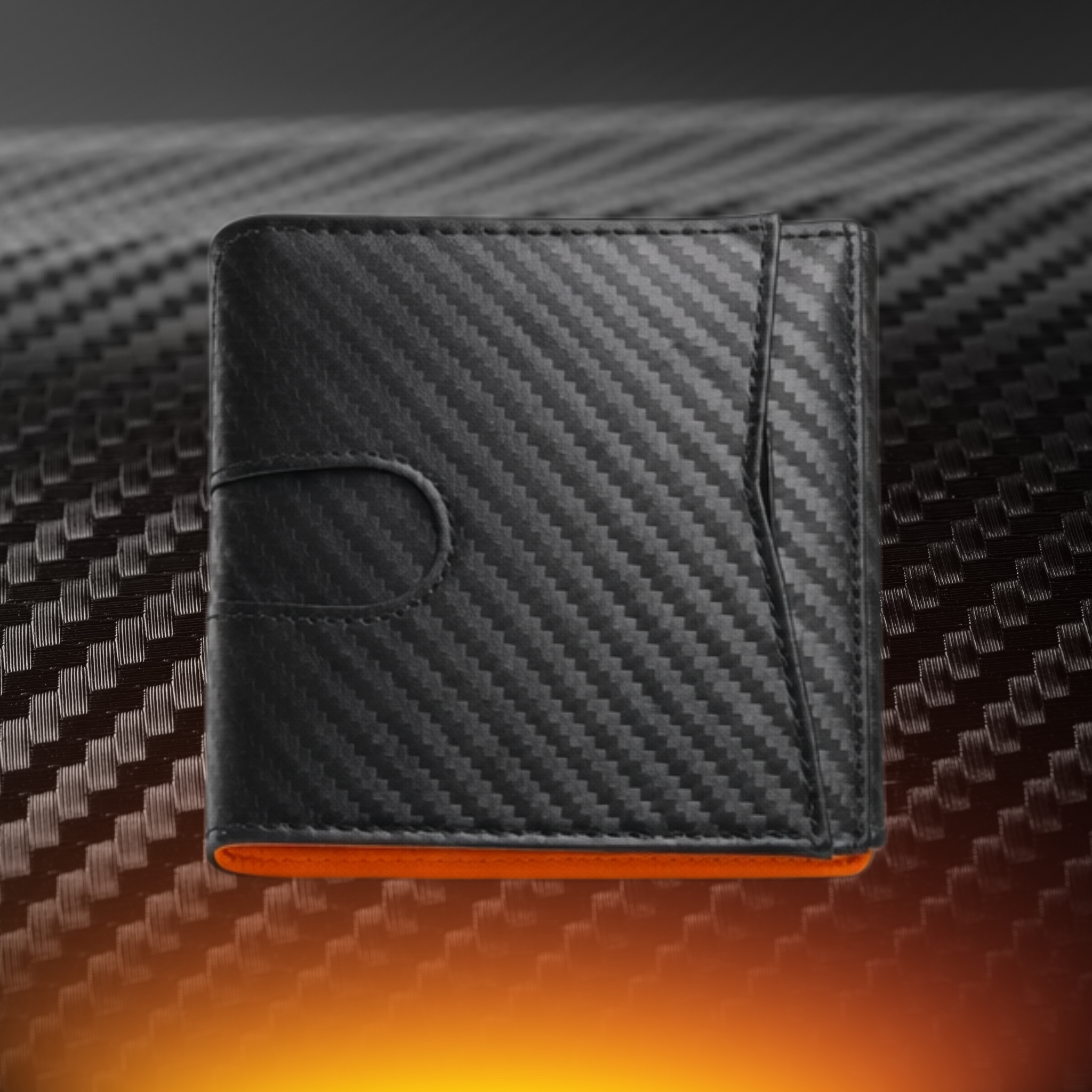 KARBONYX Luxury Carbon Slim Wallet - Orange - RFID