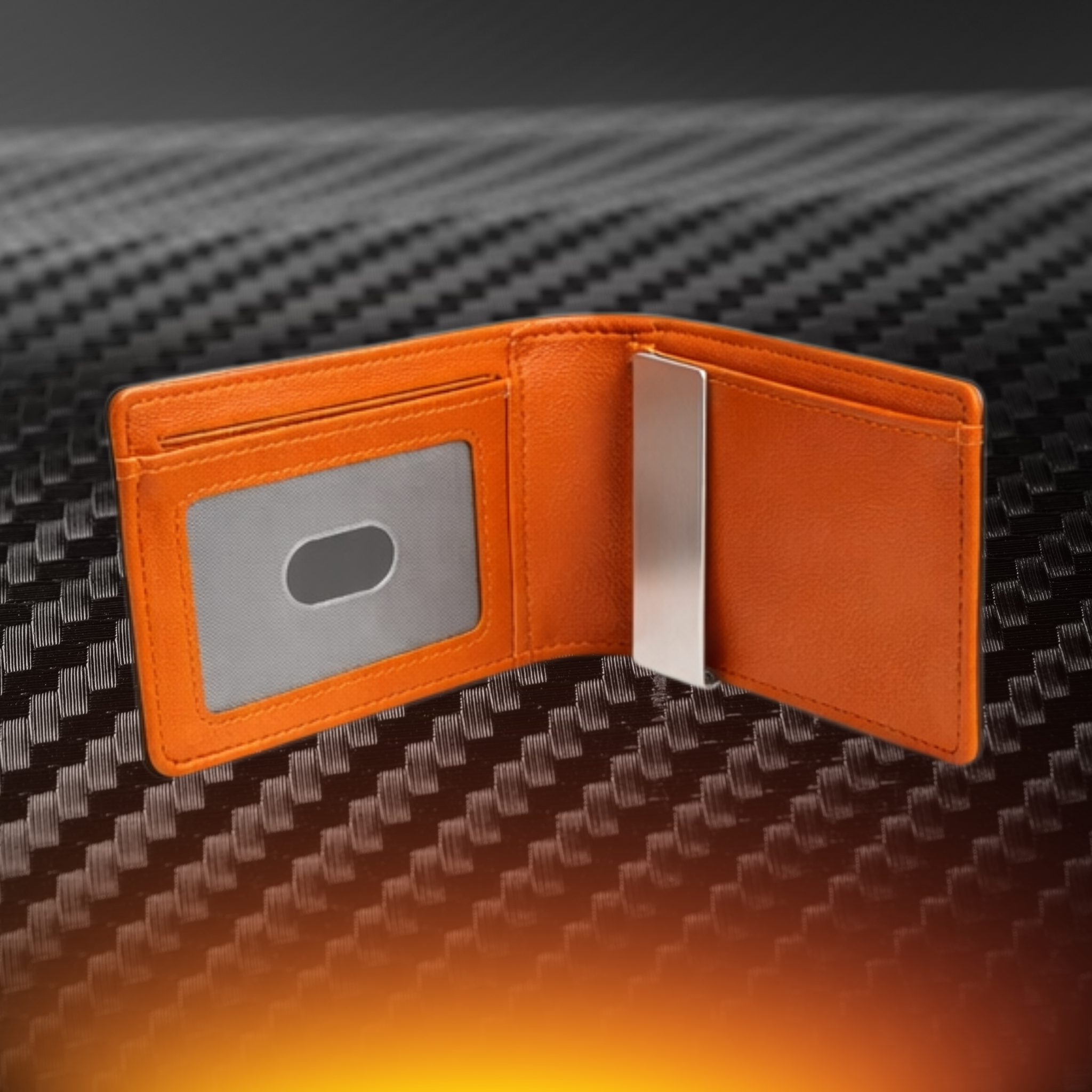KARBONYX Luxury Carbon Slim Wallet - Orange - RFID